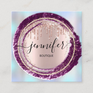 Berufliche Boutique Shop Blaue Rose Berry Tropfen Quadratische Visitenkarte