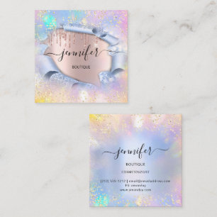 Berufliche Boutique Shop Blue GlitterHolograph3D Quadratische Visitenkarte