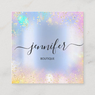 Berufliche Boutique Shop Blue Glitzer Holograph Quadratische Visitenkarte