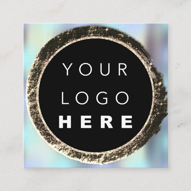 Berufliche Boutique Shop Blue Gold Logo Quadratische Visitenkarte (Vorderseite)
