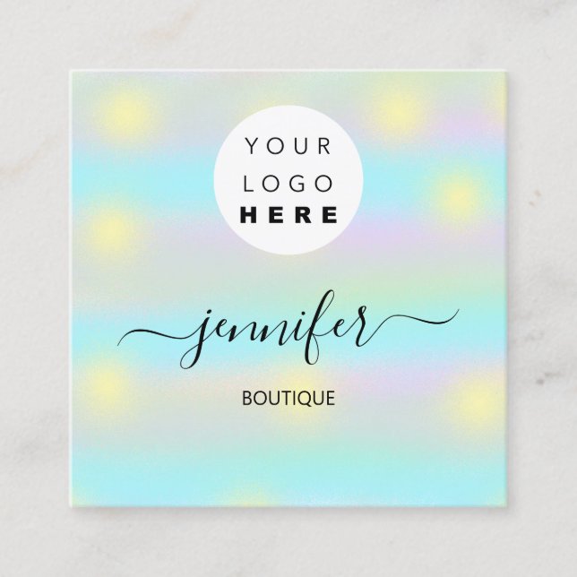 Berufliche Boutique Shop Blue Yellow QR-LOGO Quadratische Visitenkarte (Vorderseite)