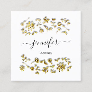 Berufliche Boutique Shop Blumenladen Schwarz-weiß  Quadratische Visitenkarte