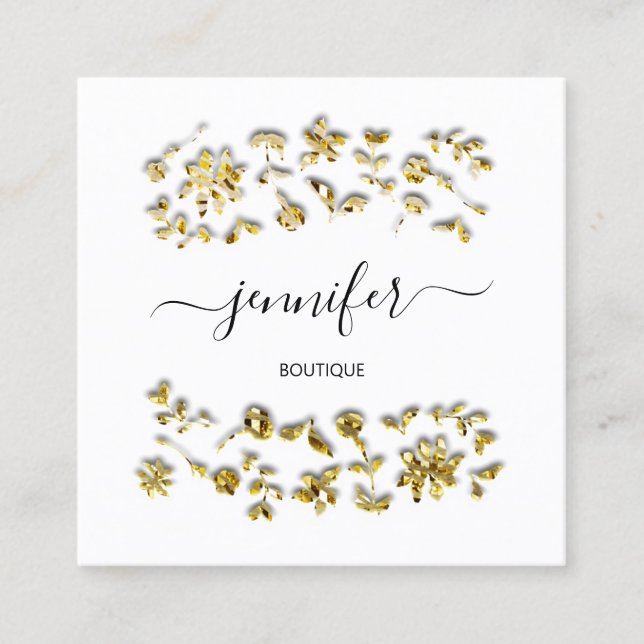 Berufliche Boutique Shop Blumenladen Schwarz-weiß  Quadratische Visitenkarte (Vorderseite)