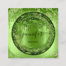 Berufliche Boutique Shop Glitzer Green Gold Quadratische Visitenkarte