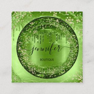 Berufliche Boutique Shop Glitzer Green Gold Quadratische Visitenkarte