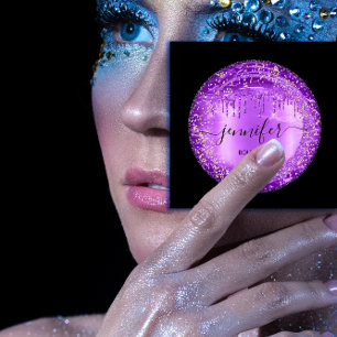 Berufliche Boutique Shop Glitzer Lila Tropfen Quadratische Visitenkarte