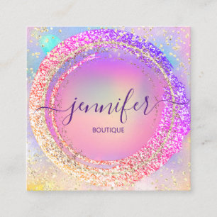 Berufliche Boutique Shop Glitzer Park Holograph Quadratische Visitenkarte