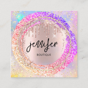 Berufliche Boutique Shop Glitzer Pink QRCodeLogo Quadratische Visitenkarte