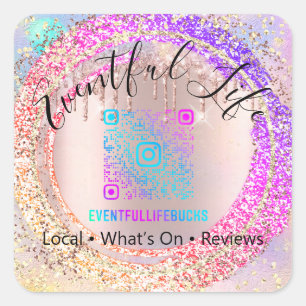 Berufliche Boutique Shop Glitzer Rosa Farbe Quadratischer Aufkleber