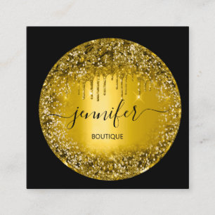 Berufliche Boutique Shop Glitzer Tropfen Gold Spar Quadratische Visitenkarte
