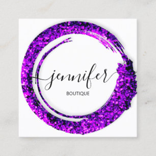 Berufliche Boutique Shop Glitzer Violett Quadratische Visitenkarte