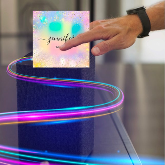 Berufliche Boutique Shop Gold Glitzer Quadratische Visitenkarte (Professional Boutique Shop Gold Glitter Holograph Square Business Card)