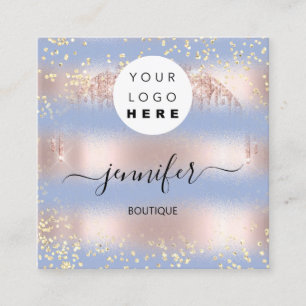Berufliche Boutique Shop Gold Pastellblau Quadratische Visitenkarte