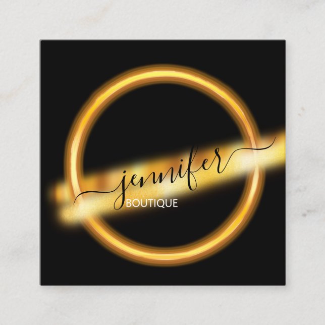Berufliche Boutique Shop Gold QRCODE Logo Quadratische Visitenkarte (Vorderseite)