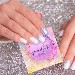 Berufliche Boutique Shop Lila Holograph Quadratische Visitenkarte