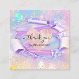 Berufliche Boutique Shop Name Glitzer Herzstück Quadratische Visitenkarte