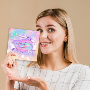Berufliche Boutique Shop Name Glitzer HolographB Quadratische Visitenkarte