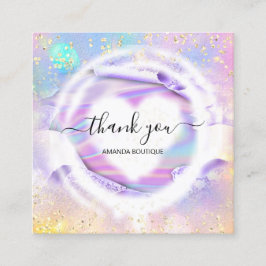 Berufliche Boutique Shop Name Herz-Holografie Quadratische Visitenkarte