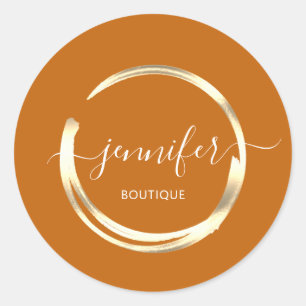 Berufliche Boutique Shop Orange Gold Runder Aufkleber