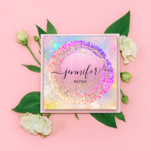 Berufliche Boutique Shop Pink Holograph Quadratische Visitenkarte