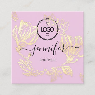 Berufliche Boutique Shop Purple Flowers QR Logo Quadratische Visitenkarte