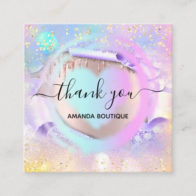 Berufliche Boutique Shop Rosa Herzklograph Quadratische Visitenkarte (Vorderseite)