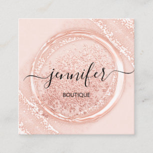 Berufliche Boutique Shop Rose Glitzer Logo Quadratische Visitenkarte