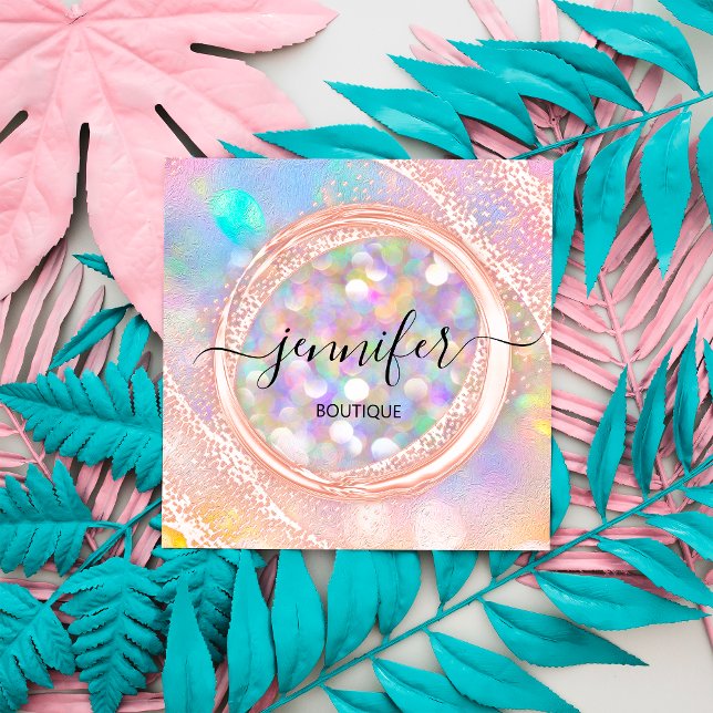 Berufliche Boutique Shop Schönheit Glam Holograph Quadratische Visitenkarte (Professional Boutique Shop Beauty Glam Holograph Square Business Card
)