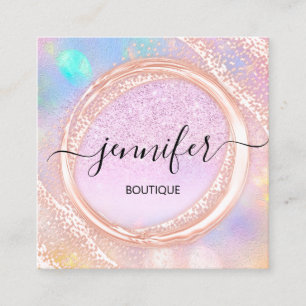Berufliche Boutique Shop Schönheit Rosa Glitzer Quadratische Visitenkarte
