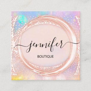Berufliche Boutique Shop Schönheit Rose Holograph Quadratische Visitenkarte