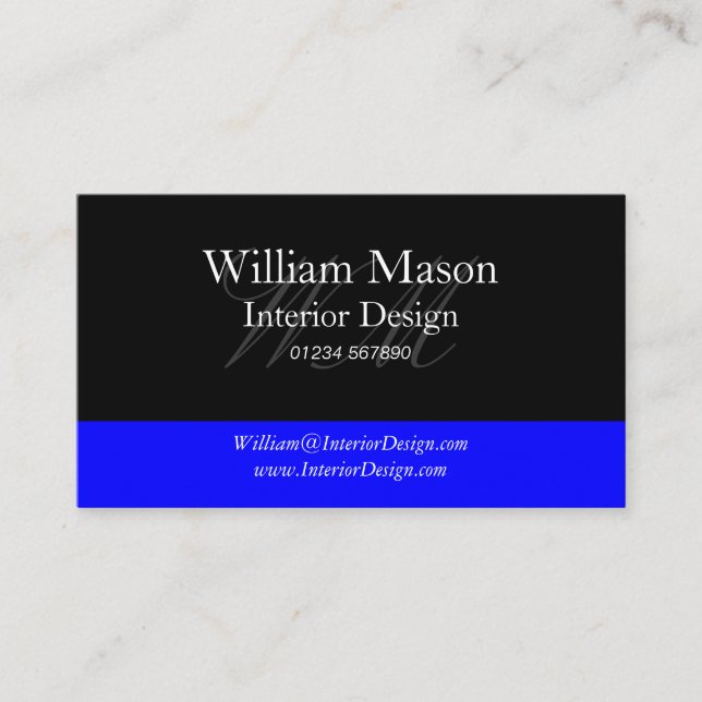 Berufliche Business Card Schwarz & Dunkel Blau Visitenkarte (Vorderseite)