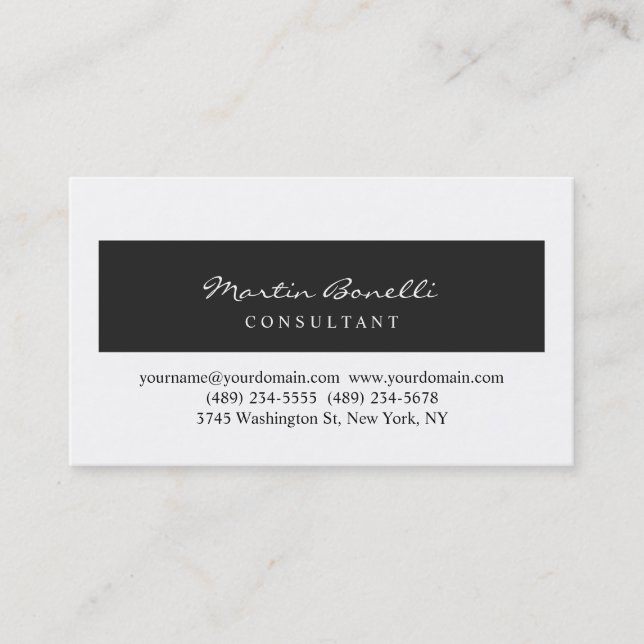 Berufliche Business Card Schwarz/Weiß Visitenkarte (Vorderseite)
