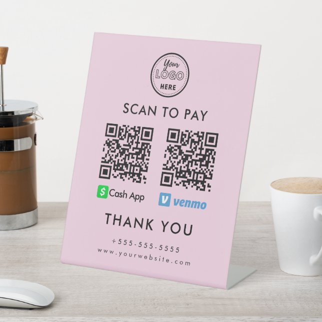 Berufliche Cash App Venmo QR-Code Scan zu bezahlen Sockelschild (In SItu)