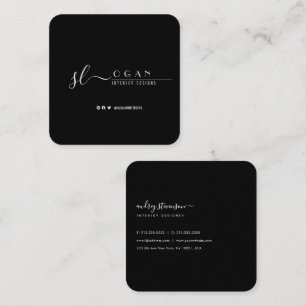 Berufliche Chic-Signatur Schwarz/Weiß Quadratische Visitenkarte