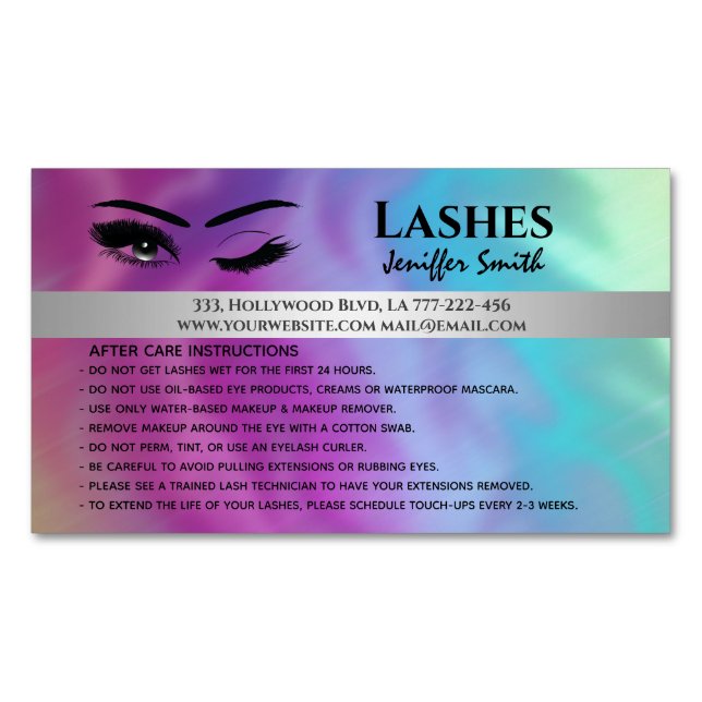 Berufliche chische holografische Lashes Magnetische Visitenkarte (Vorderseite)
