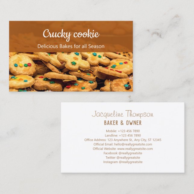 berufliche Cookies Foto Business Card Visitenkarte (Vorne/Hinten)