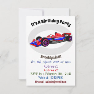 Berufliche Darstellung des Cartoon von Rennfahrzeu Einladung