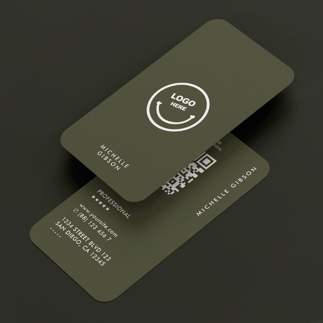 Berufliche dunkelgrüne Armee mit einfachem Logo Visitenkarte (Simple Logo Professional Dark Green Army Modern Business Card
)