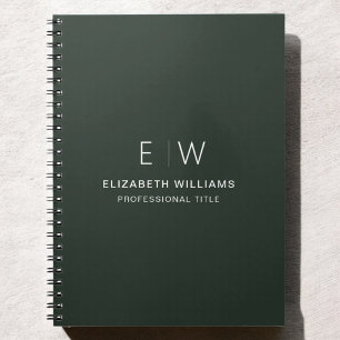 Berufliche dunkelgrüne Monogramm-Initiative Notizblock