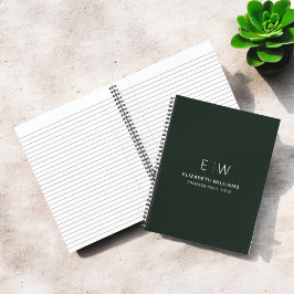 Berufliche dunkelgrüne Monogramm-Initiative Notizbuch