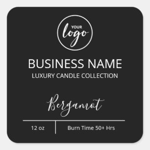 Berufliche, einfache Logo-Black-Soap-Bar Quadratischer Aufkleber