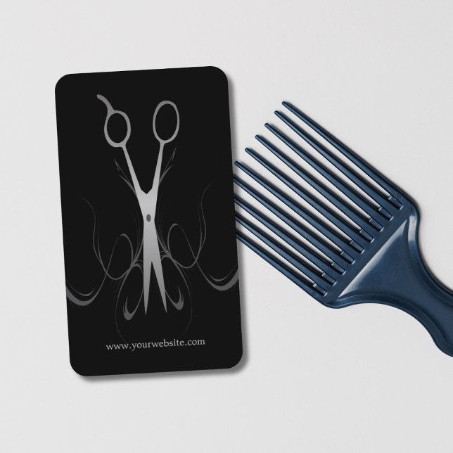 Berufliche Elegant Black and Silver Fairstylist Visitenkarte (Von Creator hochgeladen)