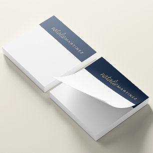 Berufliche Elegant Navy Blue Gold Personalisiert Post-it Klebezettel