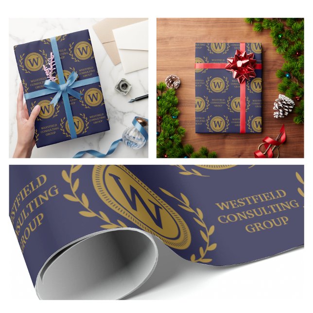 Berufliche elegante Geschenkwrap Geschenkpapier (Business Gift Wrapping Paper company logo promo retirement simple company party pattern modern)