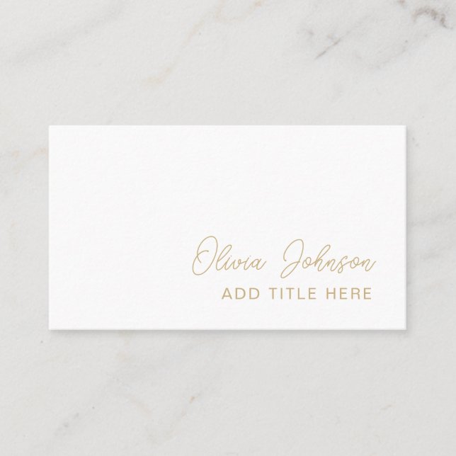 Berufliche elegante Gold White Business Card Visitenkarte (Vorderseite)