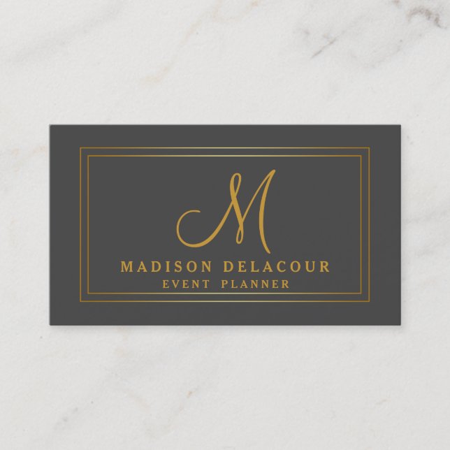 Berufliche Elegante Moderne Monogram Gold & Gray Visitenkarte (Vorderseite)