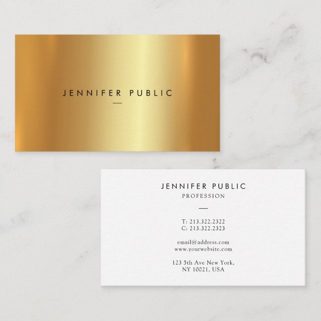 Berufliche elegante moderne Template-Imitate Gold Visitenkarte (Vorne/Hinten)