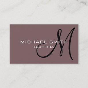 Berufliche elegante Monogram Schlicht Taupe Visitenkarte
