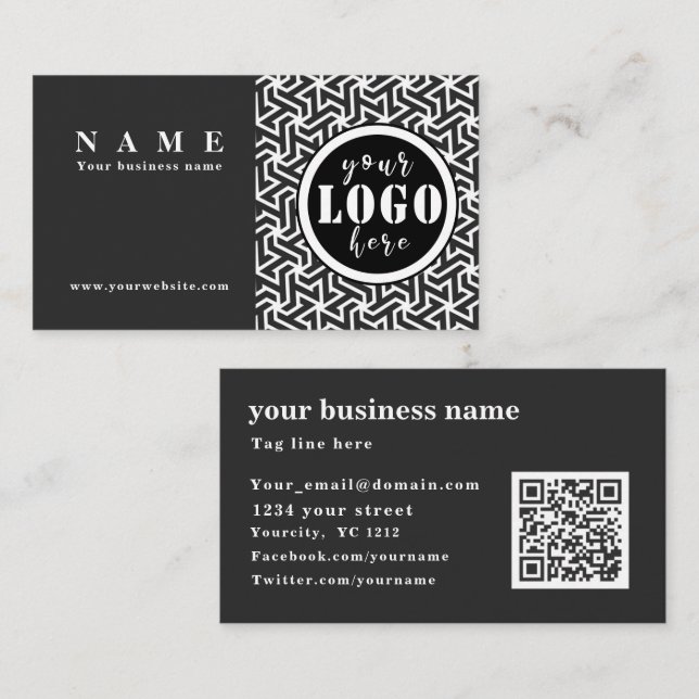 Berufliche, elegante schwarze Mesh Business Card Visitenkarte (Vorne/Hinten)