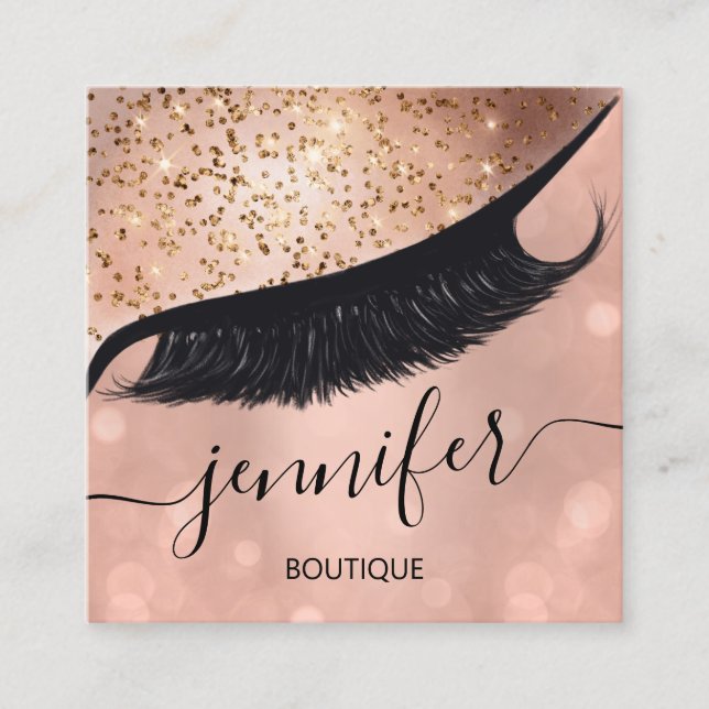 Berufliche Eyelash Extension Makeup Artist Skinn Quadratische Visitenkarte (Vorderseite)